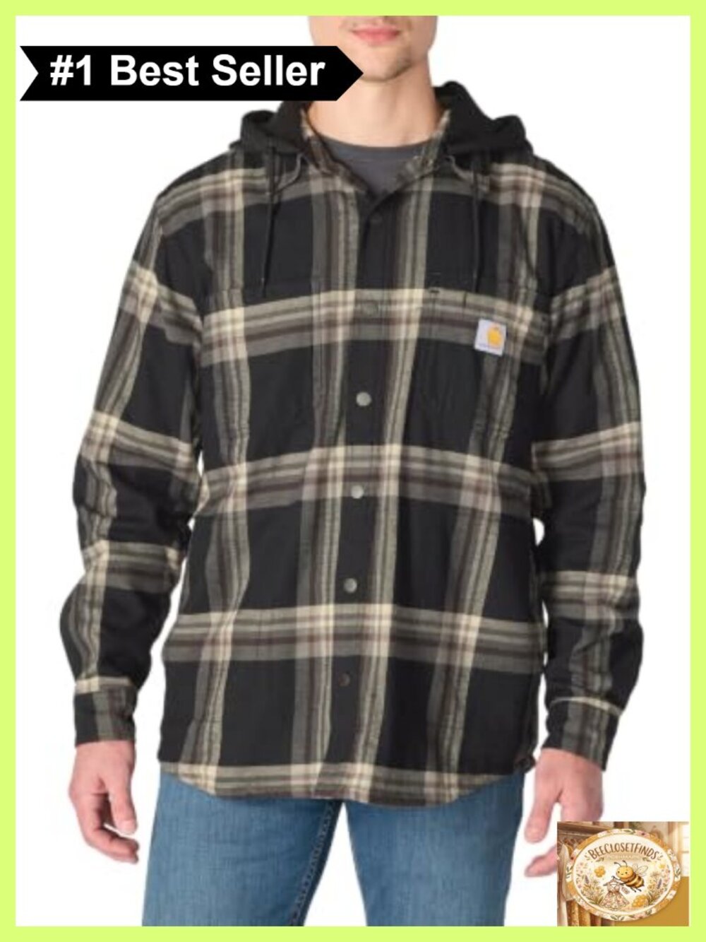 Rugged Flex Relaxed Fit Flannel Fleece Lined Hooded Shirt Jacket
